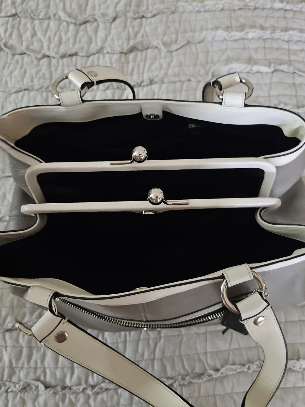 Coach Two-Tone Gray & White Women’s Leather Tote